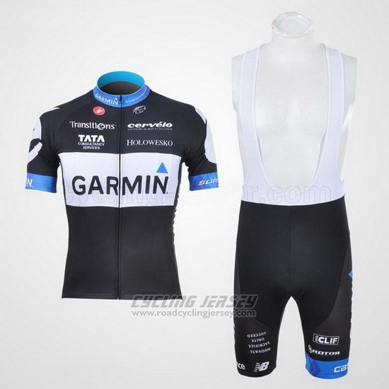 2011 Cycling Jersey Garmin Cervelo White and Black Short Sleeve and Bib Short